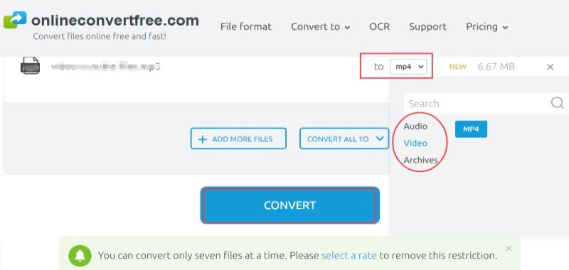 Convertir rapidement AAC en MP4 en ligne