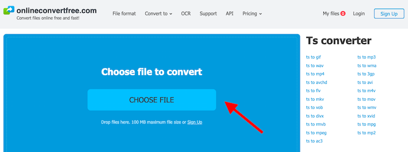 Convertir TS en WMV via OnlineConvertFree.com