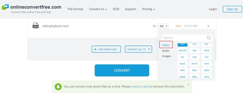 Convertir FLV en MPEG en ligne