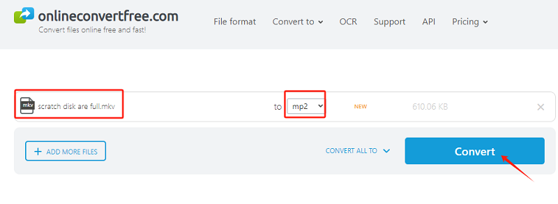 Convertissez MKV en MP2 gratuitement