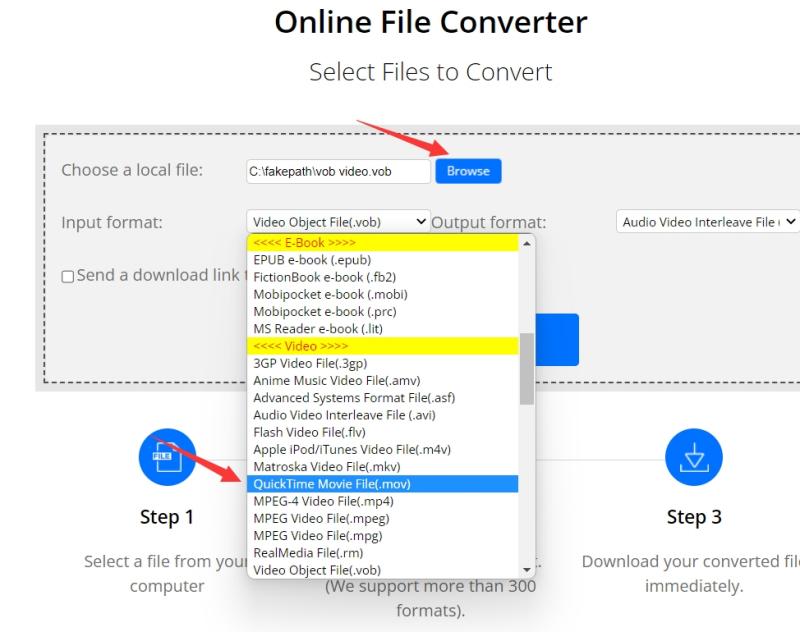 Convertir des vidéos VOB au format MOV en ligne