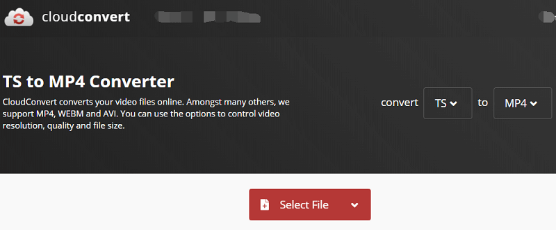 Convertir TS en MP4 avec CloudConvert