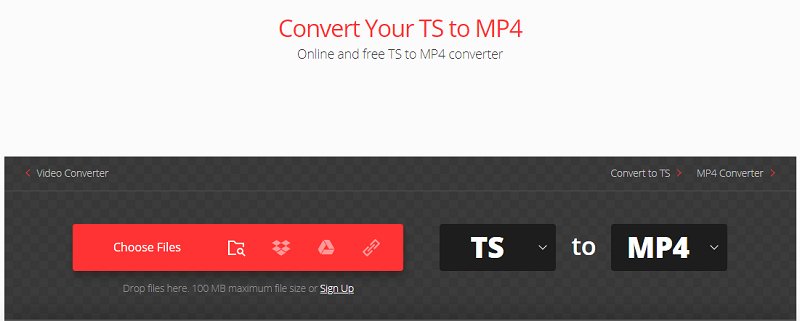 Convertir TS en MP4 avec Convertio