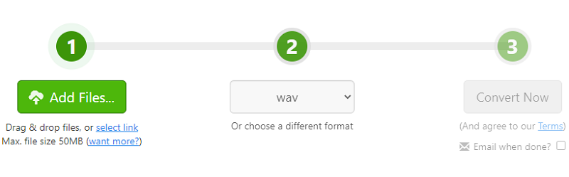 Convertir la vidéo en WAV via Zamzar