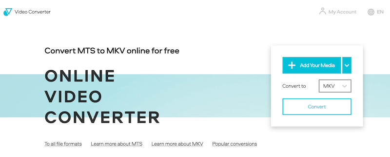 Utilisation de VideoConverter.com pour convertir MTS en MKV