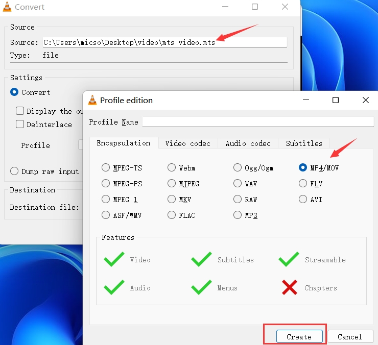 Convertir MTS en MOV librement
