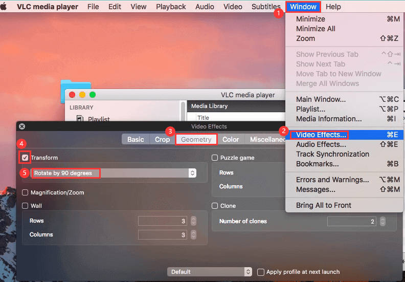 Faire pivoter la vidéo dans VLC sur Mac