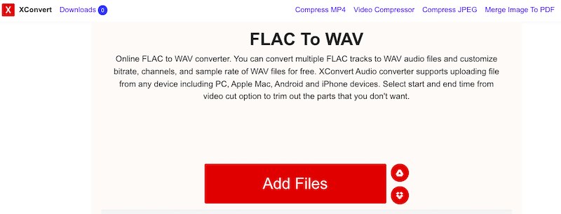 Convertir FLAC en WAV sous Windows à l'aide de XConvert.com