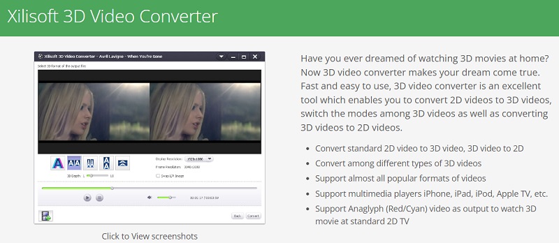 Visionnez des vidéos 3D avec Xilisoft 3D Video Converter