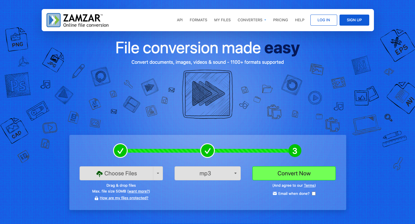 Convertir M2TS en MP3 avec Zamzar.com