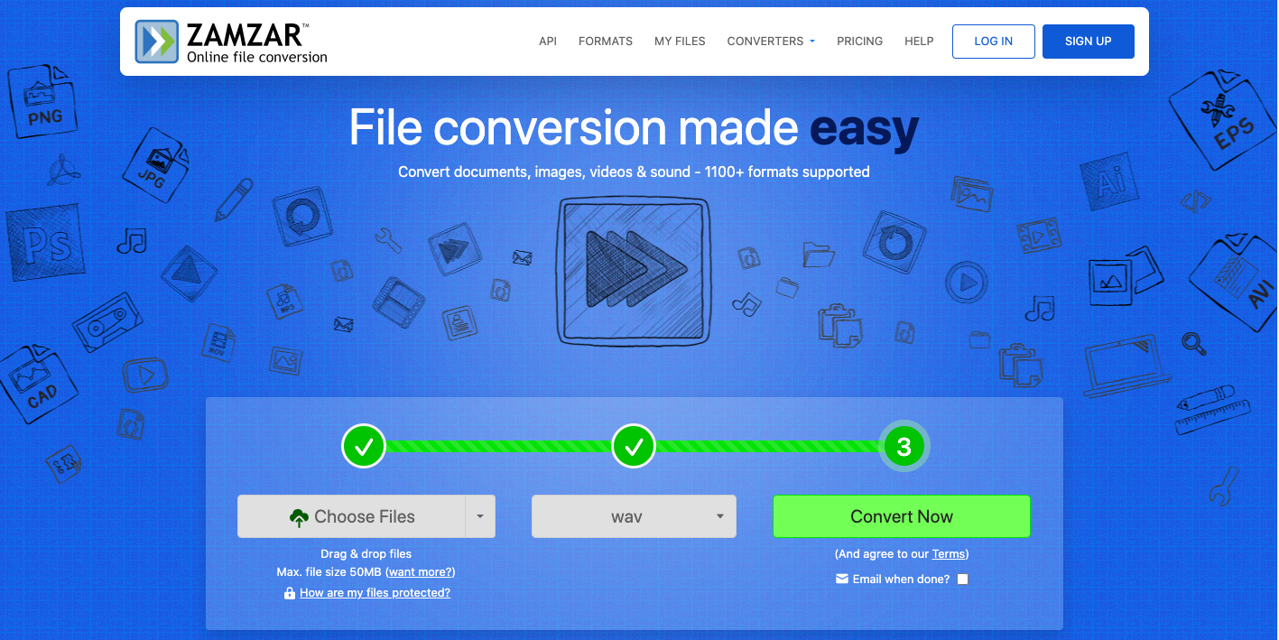 Convertissez RA en WAV avec Zamzar.com