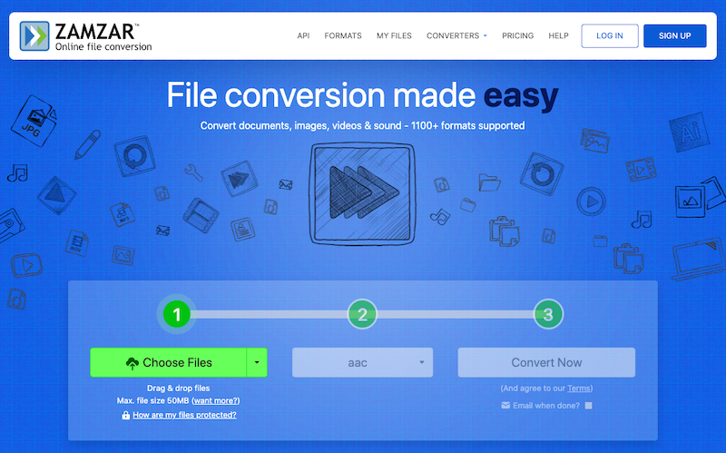 Convertir WMA en AAC sur Zamzar.com