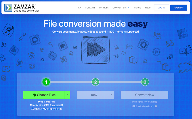 Convertir WMV en MOV sur Windows en utilisant Zamzar.com
