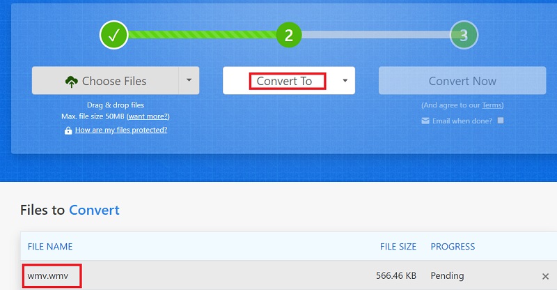 Utilisez Zamzar pour convertir WMV en MPEG2